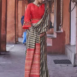 all about you Striped Silk Blend Saree-image-88