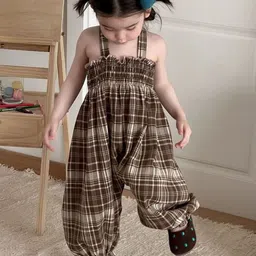 LULU & SKY Girls Checked Basic Jumpsuit-image-45