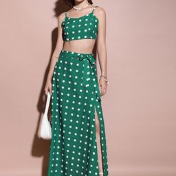 Tokyo Talkies Polka Dots Printed Top With Skirt-picture-17