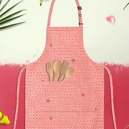 ArtzFolio Peach Colored & White Printed Cotton Aprons-9