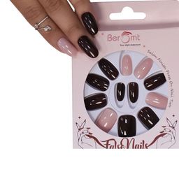 BEROMT Set Of 16 Jelly Stick On Printed Nails With Filer, Cuticle Stick, Swab & Glue image 3