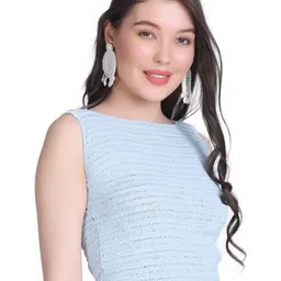 NYCRA Women Floral Self Design Embroidered Sleeveless Tank Crop Top image 3