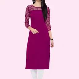 ZELZIS Women Crepe Solid Straight Kurta-picture-2