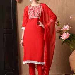 Anouk Women Floral Yoke Design Regular Kurta with Trousers & With Dupatta-6
