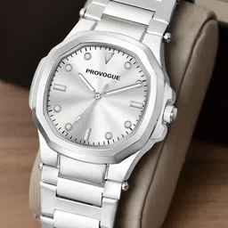 Provogue Men Brass Patterned Dial & Stainless Steel Straps Analogue Watch PR-GSQ012-WHT-CH-34