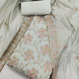 Nayanthara Trends Floral Embroidered Thread Work Chanderi Silk Unstitched Dress Material-picture-34