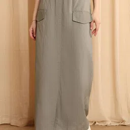 NEUDIS Cotton Cargo Maxi Skirt With Side Pockets-image-87