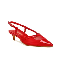 London Rag Leather Kitten Pumps with Buckles-35
