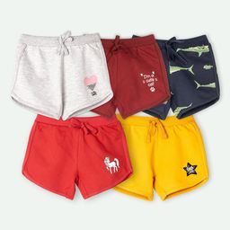 ariel Girls Pack Of 5 Cotton Printed Shorts-image-98