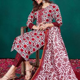 Anouk Women Floral Printed Regular Sequinned Kurti with Trousers & With Dupatta image 4