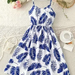Billion Girls Tropical Printed Shoulder Straps Fit & Flare Dress-picture-6