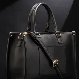 ALL ABOUT HER PU Structured Tote Bag with Bow Detail-4