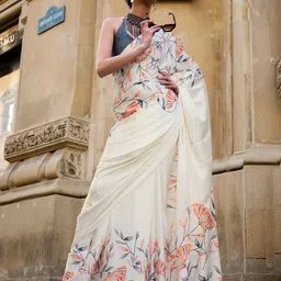 Stylum Floral Printed Saree With Blouse Piece-image-1