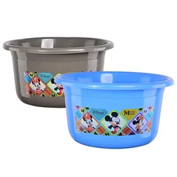 Kuber Industries Blue & Brown 2 Pieces Disney Check Printed Light Weight Bath Tubs-72
