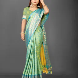 VILLAGIUS Women Ethnic Motifs Printed Silk Cotton Saree-image-27