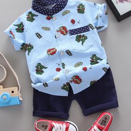 YK Boys Printed Shirt With Shorts Clothing Set-image-56