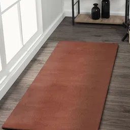 OBSESSIONS Tan- Brown & Blue Anti-Static Shaggy Bedside Runner-9