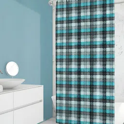 ArtzFolio White & Grey Checked Waterproof Shower Curtain-25