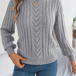 StyleCast x Revolte Women Cable Knit Self Design Pullover-image-56