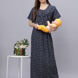 QUIRA Women Floral Printed Maxi Nightdress-image-83