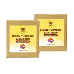 Kaaya Natural Set Of 2 Basen, Haldi, & Saffron Soap -100g Each image 4