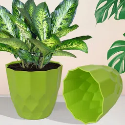 Kuber Industries Green & Red 2 Pieces Textured Flower Pots Planters-54