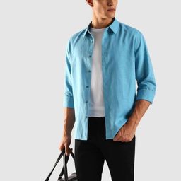 Calvin Klein Jeans Men Relaxed Fit Solid Spread Collar Casual Shirt-picture-35