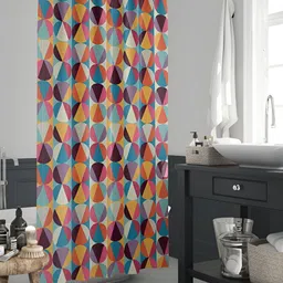 ArtzFolio Blue & Pink Geometric Printed Waterproof Shower Curtain-10