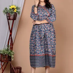 ANTU KURTIES Women Floral Printed Lace Fit & Flare Maxi Dress-image-107