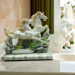 Vrinban International White And Beige Horse Figurine Marble Showpiece-picture-39