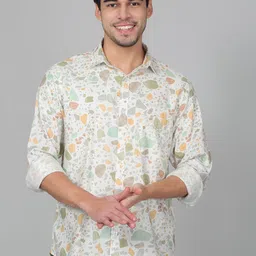Cantabil Men Original Fit Abstract Printed Spread Collar Casual Shirt-image-32