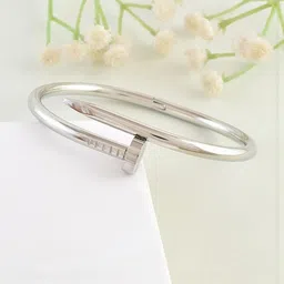 MEMOIR Unisex Silver Brass Silver-Plated Kada Bracelet-picture-49