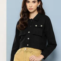 CORSICA Women Black Cotton Denim Jacket-picture-48