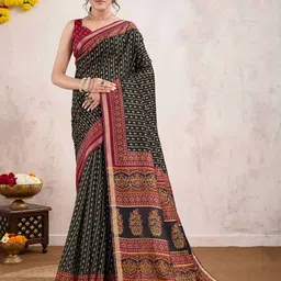 Rekha Maniyar Ethnic Motifs Zari Pure Cotton Dabu Saree-image-90