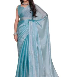 Indian Fashionista Embellished Beads and Stones Organza Saree-picture-13