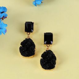 Jewelz Gold-Plated Stones Studded Drop Earrings-10