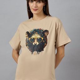 98 Degree North Graphic Printed Round Neck Drop-Shoulder Sleeves Cotton T-shirt-image-65