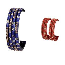 SOMIL Women Set Of 2 Blue & Red Glass Artificial Stones Bangles-image-114