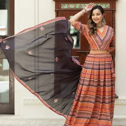 Moda Rapido Printed Semi-Stitched Lehenga & Unstitched Blouse With Dupatta image 3
