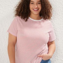Trendyol Women Striped V-Neck Pockets T-shirt-picture-49