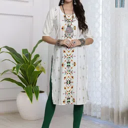 HERE&NOW Women Pack of 2 Ethnic Motifs Printed Festive Straight Kurtas-picture-12