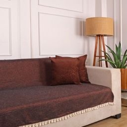 STITCHNEST Copper-Toned Jute 1 Seater Sofa Cover-34