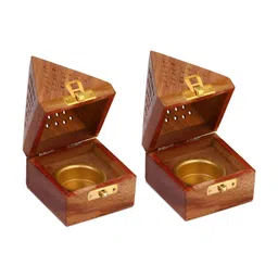 DigiRake 2-Pcs Brown Wooden Dhoop Holders-image-7