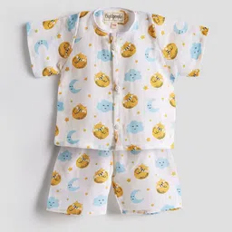 Biglilpeople Kids Printed Round Neck Pure Cotton Jhabla With Shorts-23