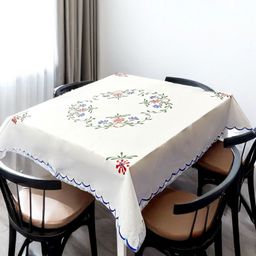 Arsha Chikannkari White Set of 2 Floral Embroidered Cotton 2-Seater Table Cover-42