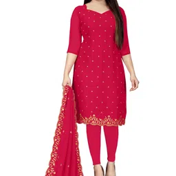 HERE&NOW Embellished Silk Georgette Unstitched Dress Material-image-50