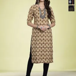 Moda Rapido Selection Of 3 Floral Printed Round Neck Straight Kurtas-image-28