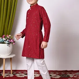 Cae Boys Embroidered Regular Sequinned Kurta with Pyjamas image 5