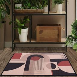 MODEFE Peach-Coloured Abstract Anti-Skid Nylon Carpet-image-85