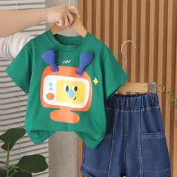 INCLUD Boys Graphic Printed Round Neck T-Shirt With Shorts-26